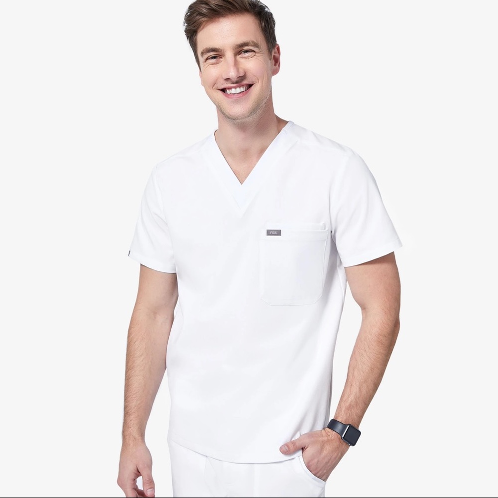 Limited Edition Figs Male White Scrub Top